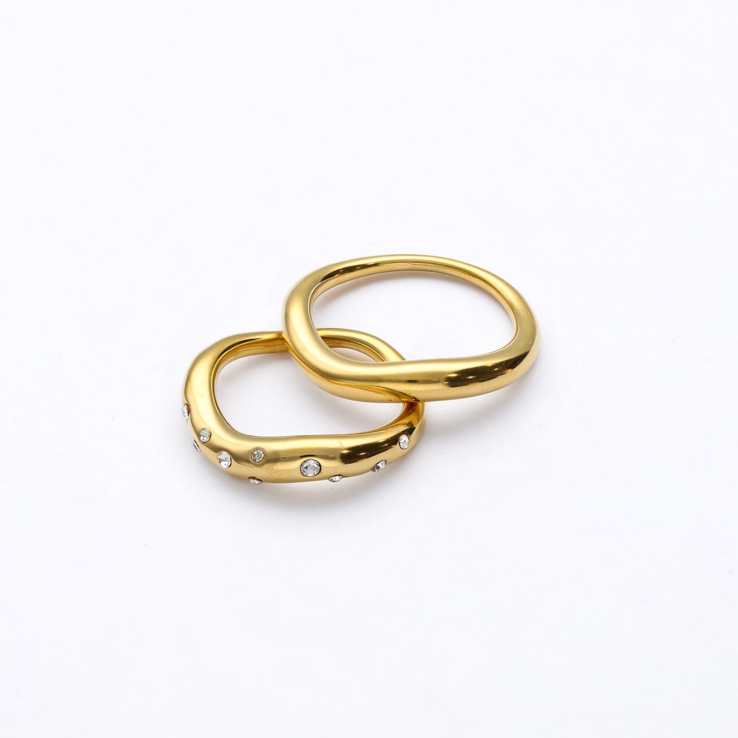 Par de anillos waterproof minimalistas bañados en oro 18k - Bendita Eva