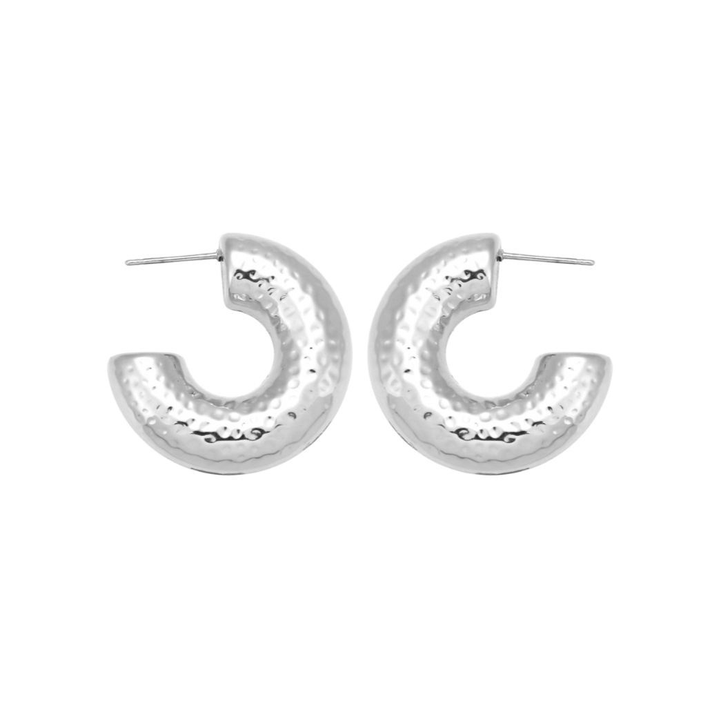 Aros martilleados XL acero de Bendita Eva