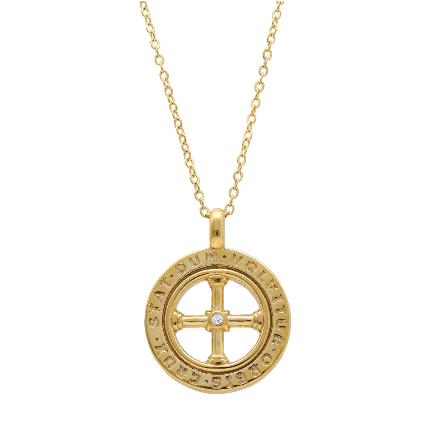 Colgante Cruz de acero y baño de oro de 18K - Bendita Eva