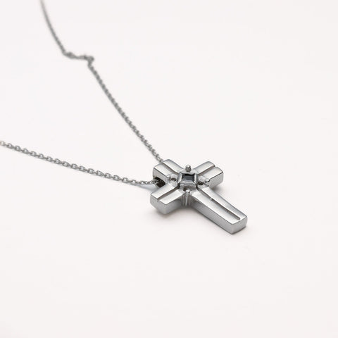 Colgante Cruz piedra plata