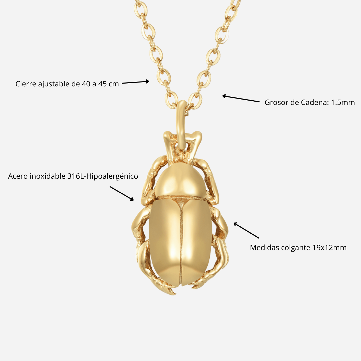 Colgante Escarabajo waterproof oro-Bendita Eva