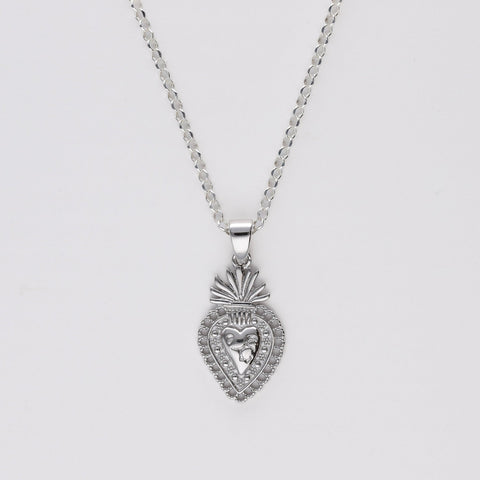 Colgante Sagrado Corazón plata 2 cm