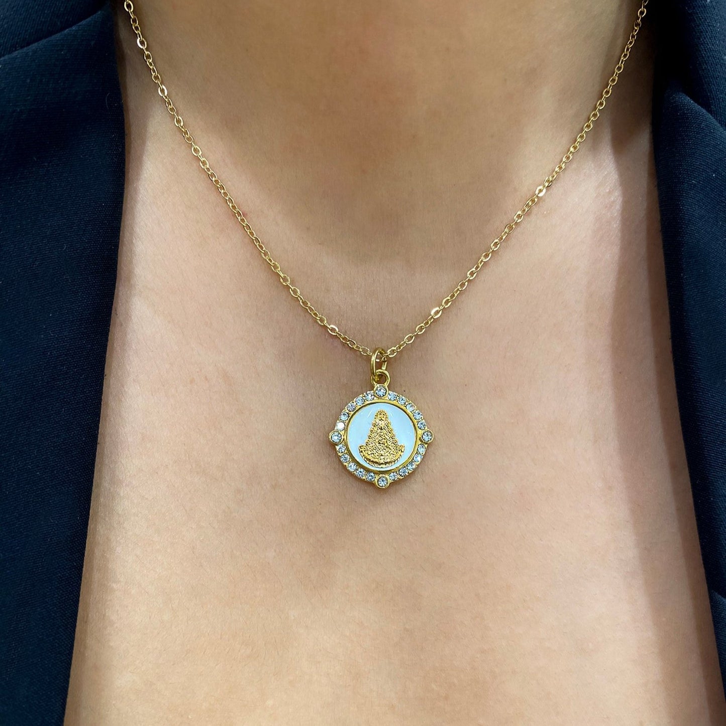 Colgante Virgen del Rocio con circonitas - Bendita Eva
