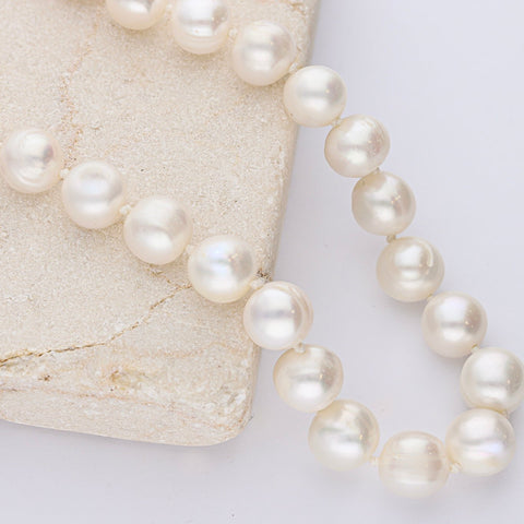 Natural pearl necklace 9 mm silver