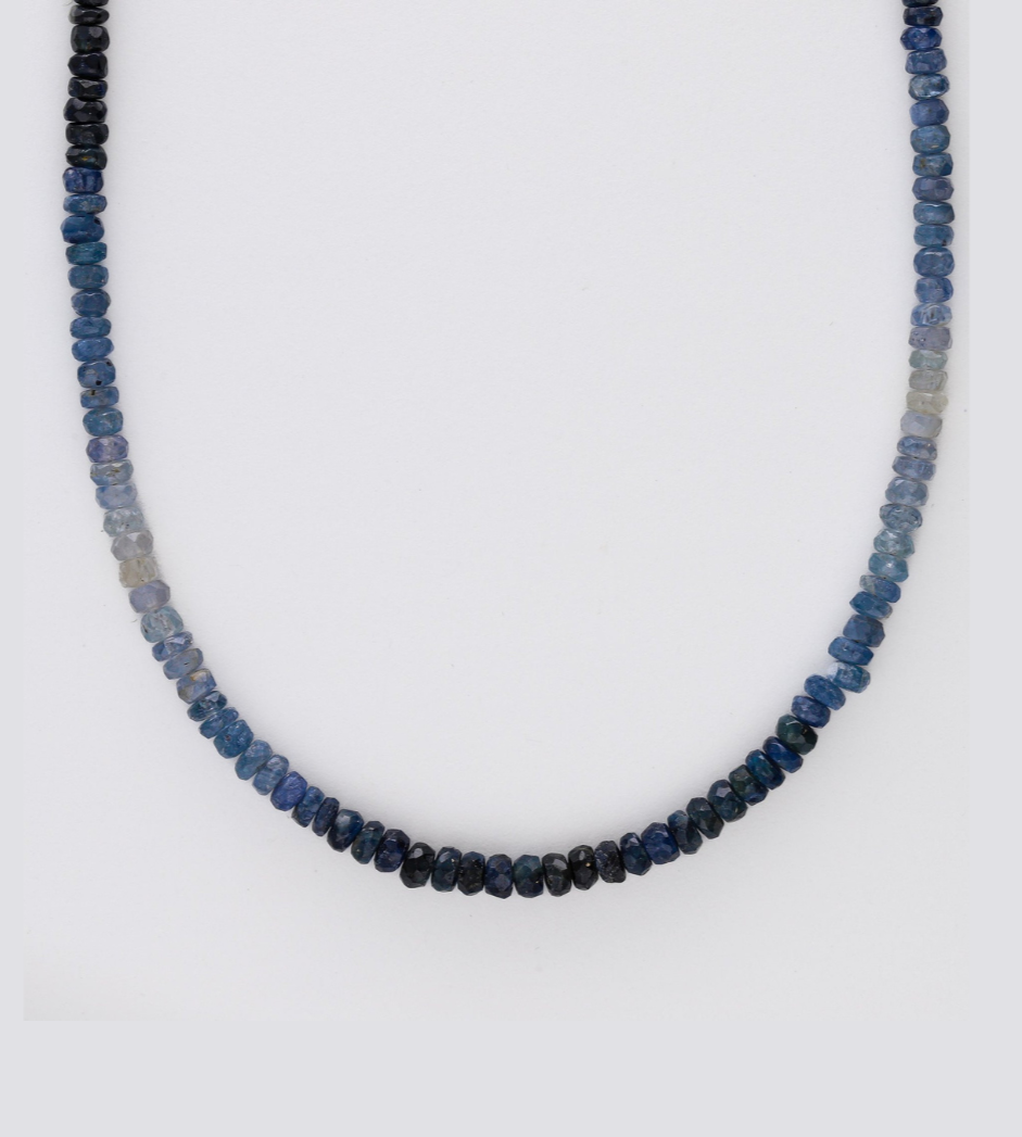 Collar de piedras zafiro azul con cierre reasa de acero bañado en oro de 18K - Bendita Eva