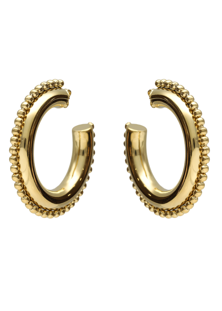 Los pendientes Zingara son unos aros waerproof de diseño XL de 50 mm y cierre presión- Bendita Eva