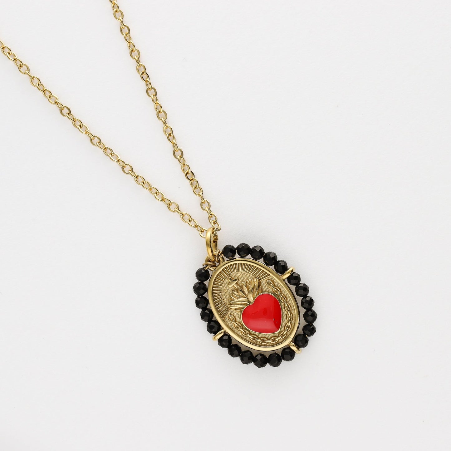 le sacre coeur onix fabricada en acero inoxidable y baño de oro de 18K - Bendita Eva
