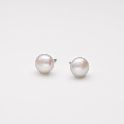 Pendientes perla botón 9-10 mm AAA