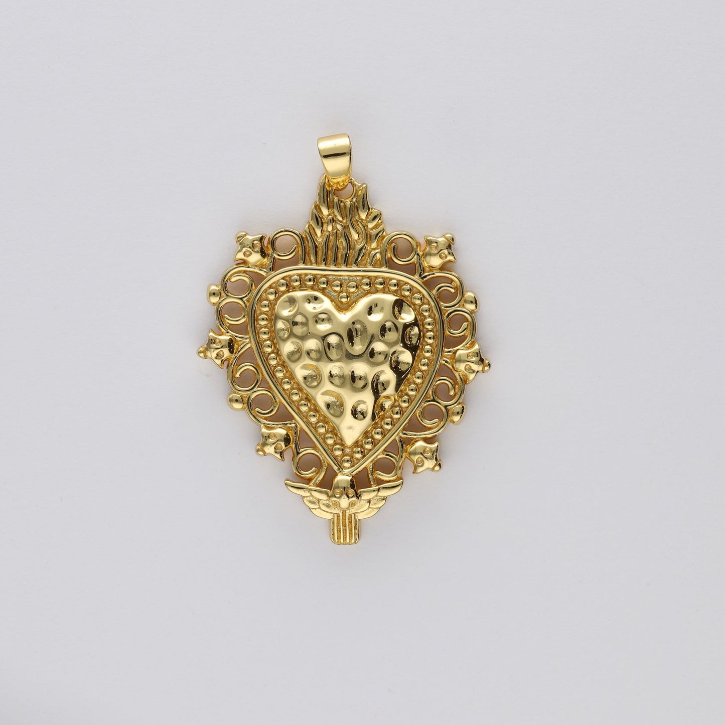 colgante sagrado corazon plata de ley chapado en oro 18 kt - Bendita Eva