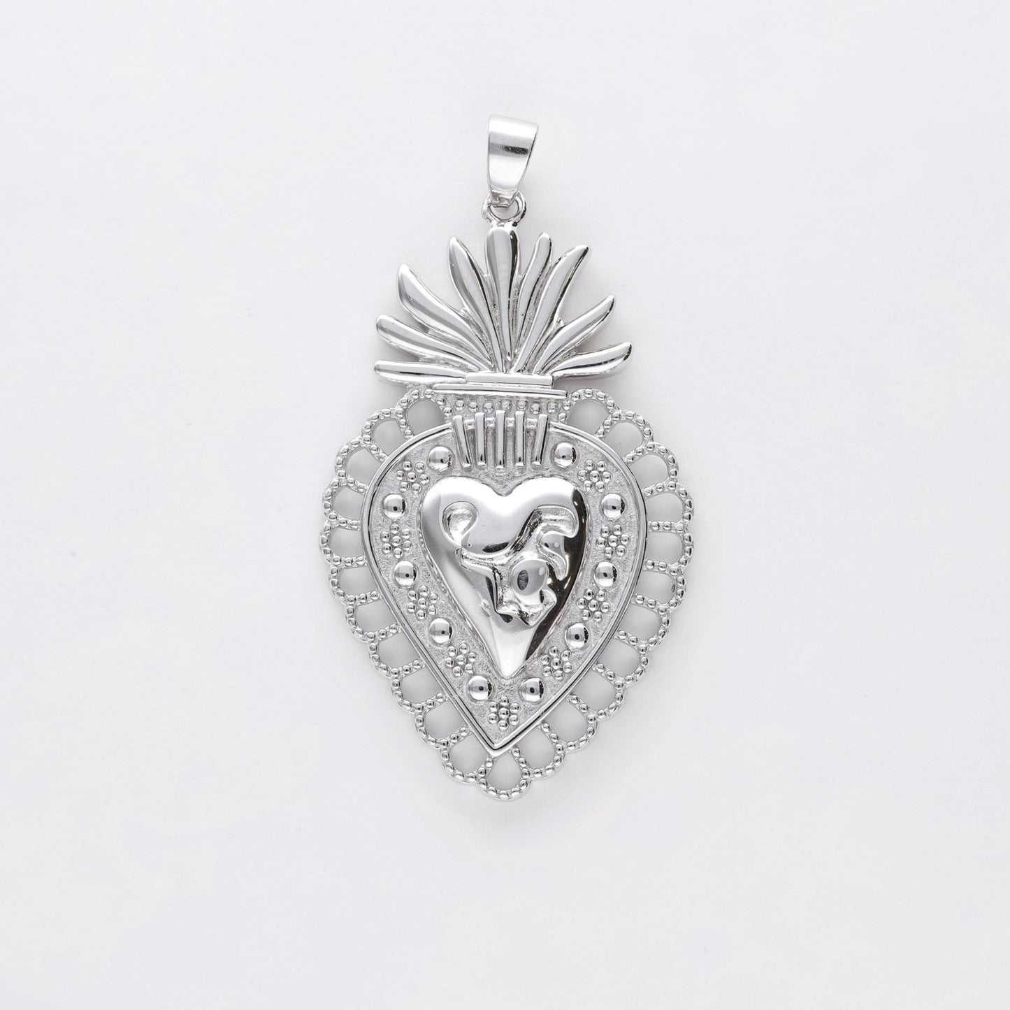 Bendita Colgantes sagrados corazones de 4 y 2 cm fabricados en plata de ley 925 - Bendita Eva
