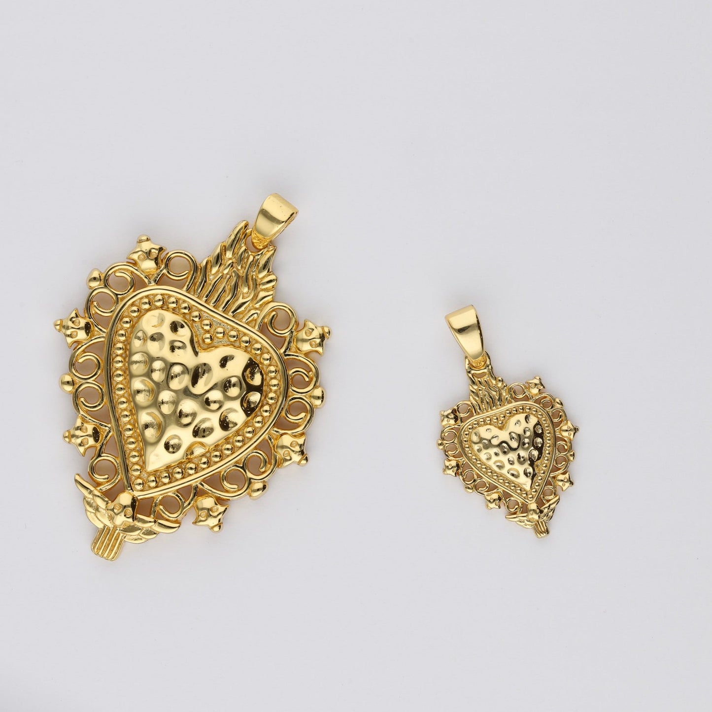 colgante sagrado corazon plata de ley chapado en oro 18 kt - Bendita Eva