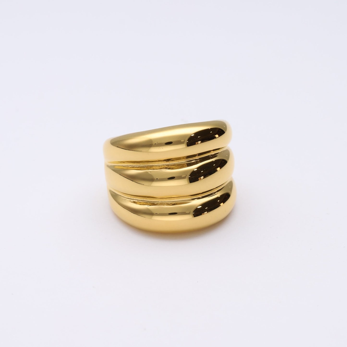 Anillo XL , anillo grande y anillo ancho acero inoxidable baño oro - Bendita Eva