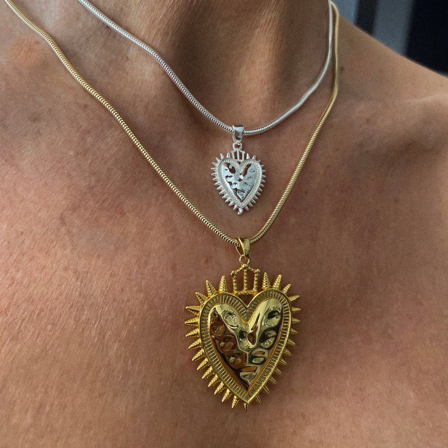 Colgante Sagrado corazón Protection plata 4 cm