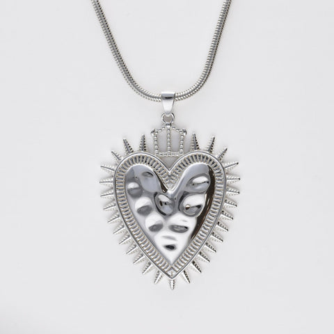Colgante Sagrado corazón Protection plata 4 cm
