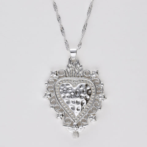 Colgante Sagrado Corazón Fé plata 4 cm