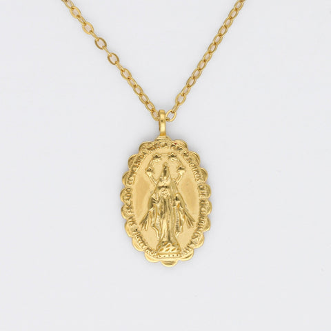 Colgante medalla Virgen Milagrosa plata de ley bañado en oro 18K