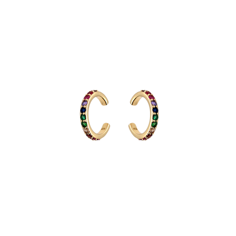 Ear cuff gold with zirconia Rainbow