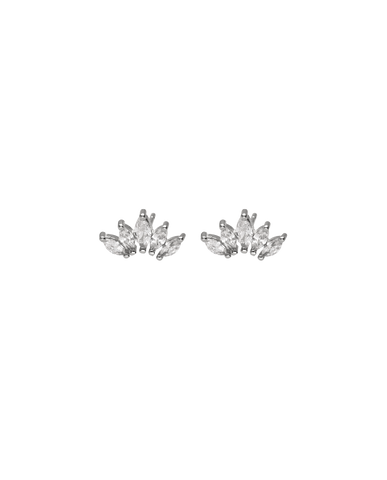 Silver earrings with zircons Corona