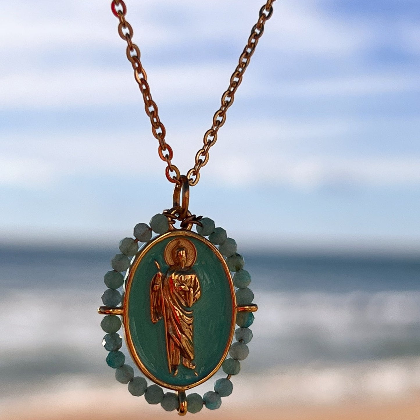 San Judas Tadeo con piedras amazonita - Bendita Eva