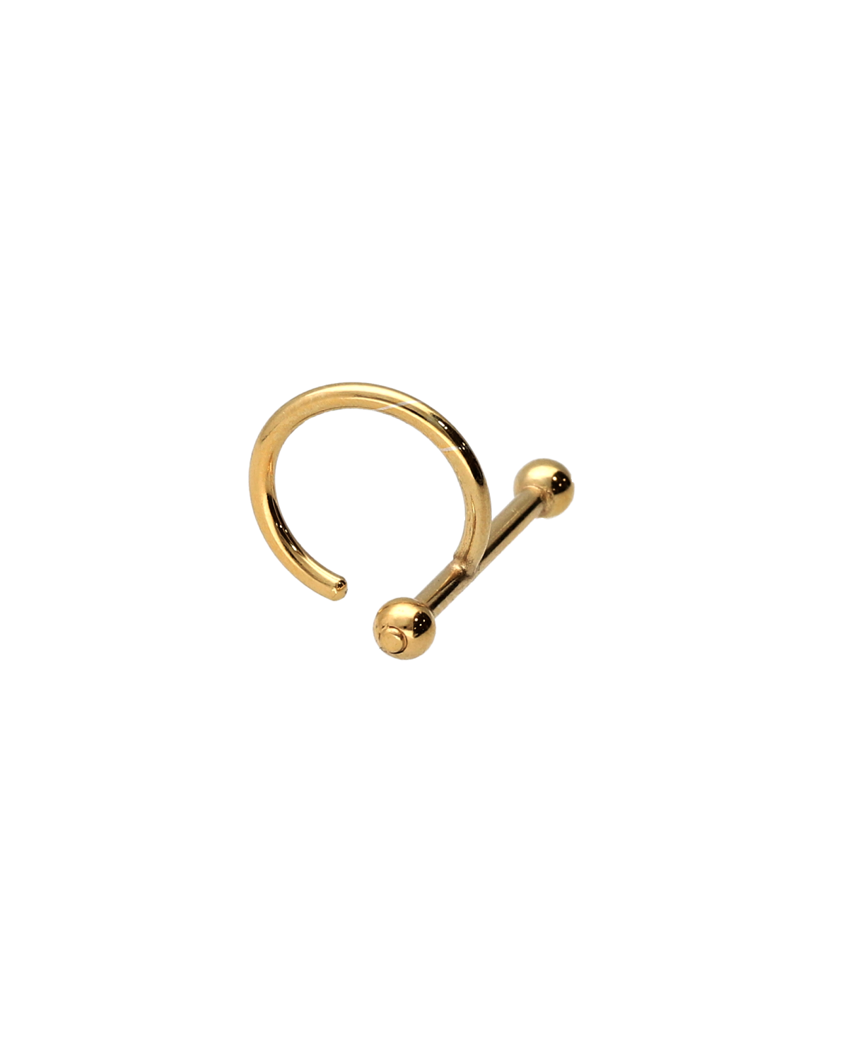 El pendiente piercing Olga cuenta con dos piezas unidas entre sí: Aro y piercing. Tiene un peso de 0.6 gramos, lo que la hace ligera y cómoda. Puedes encontrar este pendiente piercing en dos acabados diferentes: en rodio y en baño de oro de 18 kt de alta calidad.