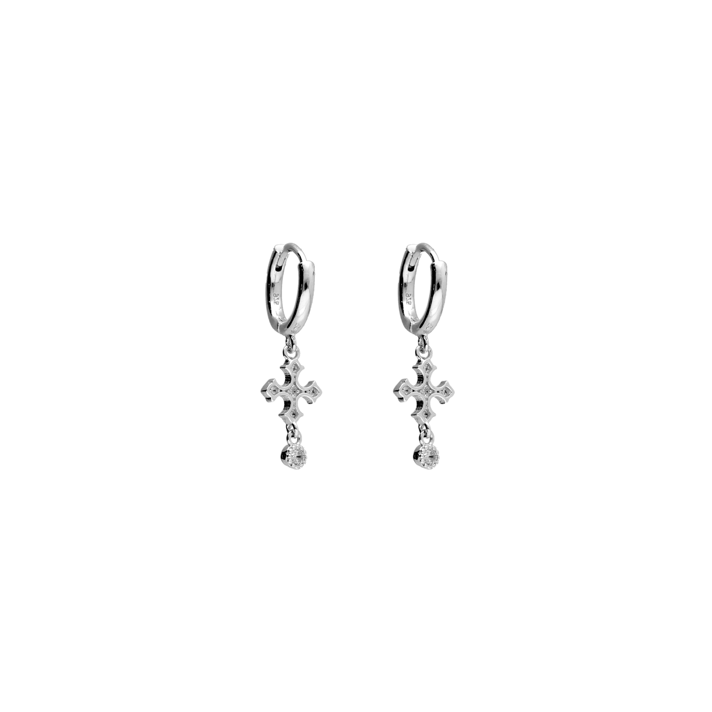 Pendientes de plata cruz circonitas