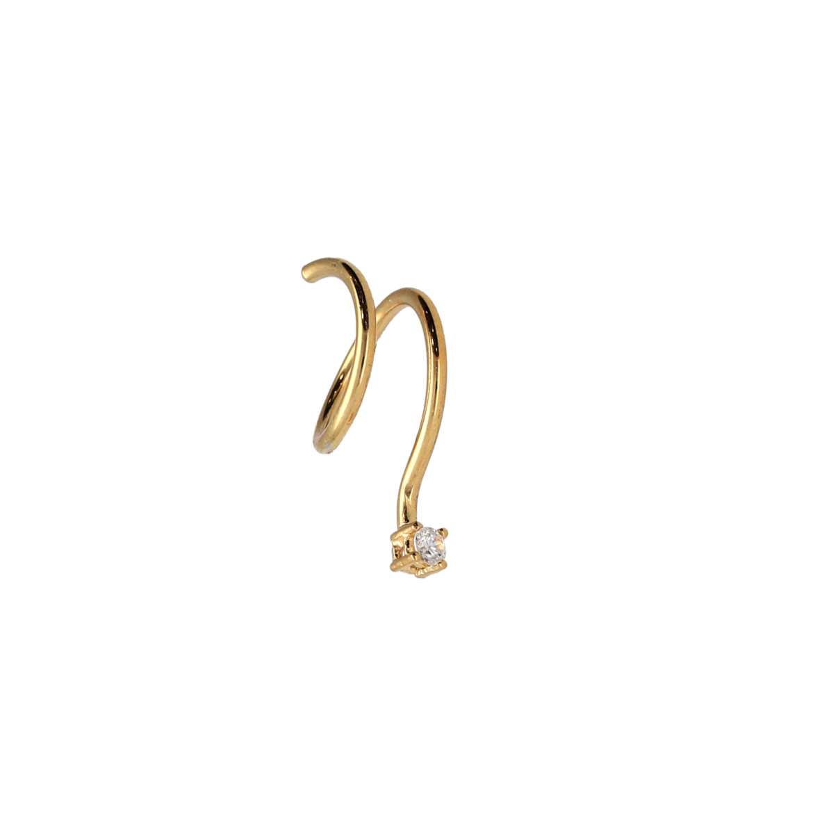 The Patricia earrings, made in sterling silver, are simple, in the shape of a spiral with a smooth texture and crowned with a square zirconia.