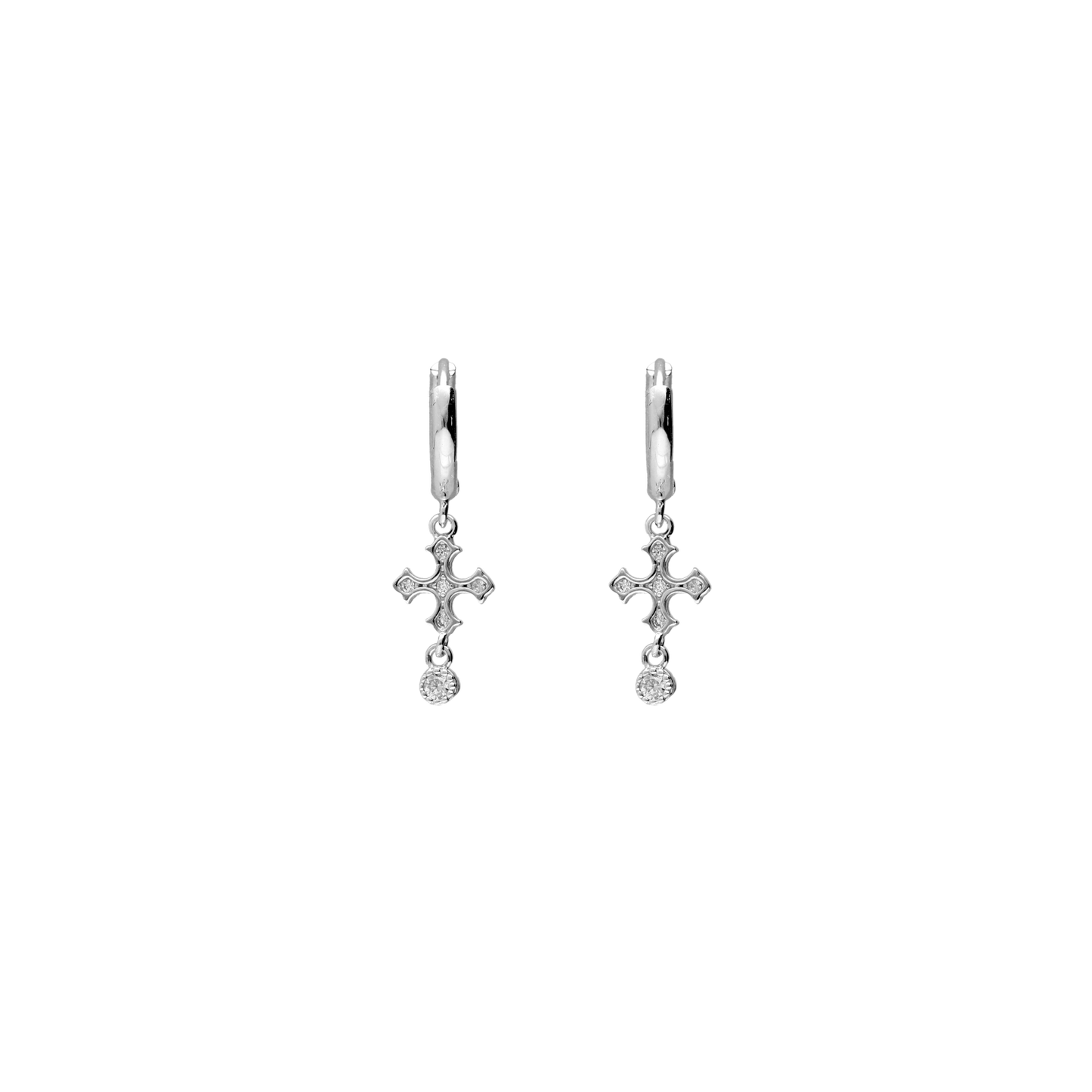 Pendientes de plata cruz circonitas