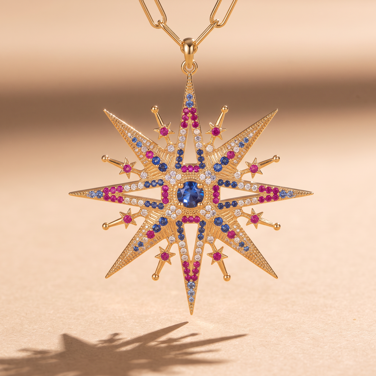 collar amuleto abundancia estrella de 8 puntas Bendita Eva