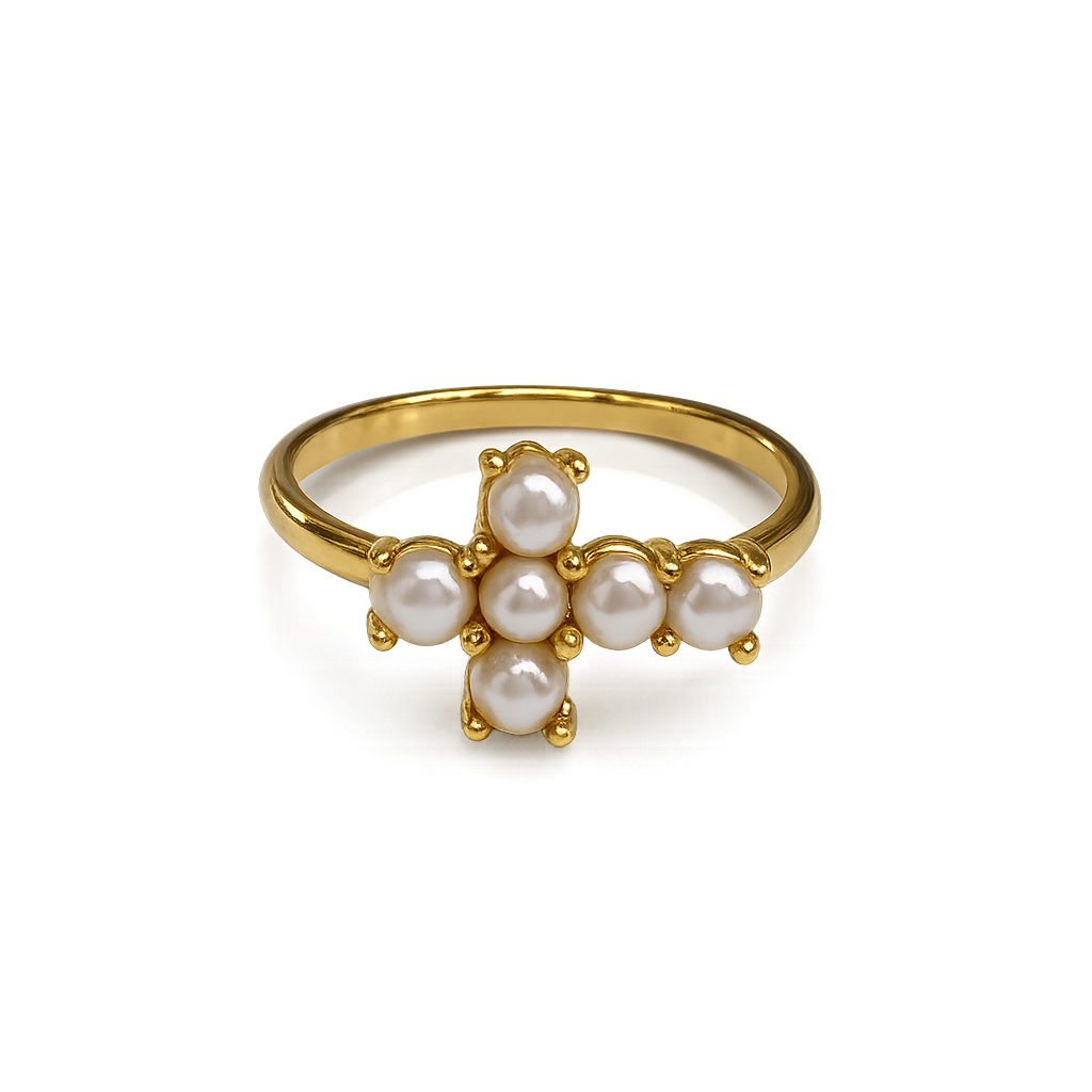 Anillo Cruz perlas - Bendita Eva