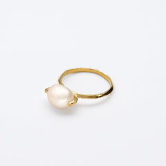 Anillo plata de ley y oro 18K con perla