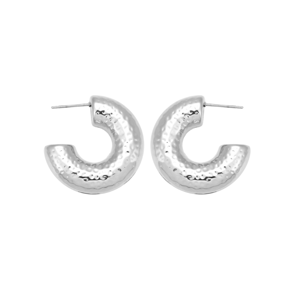 Aros martilleados XL acero de Bendita Eva