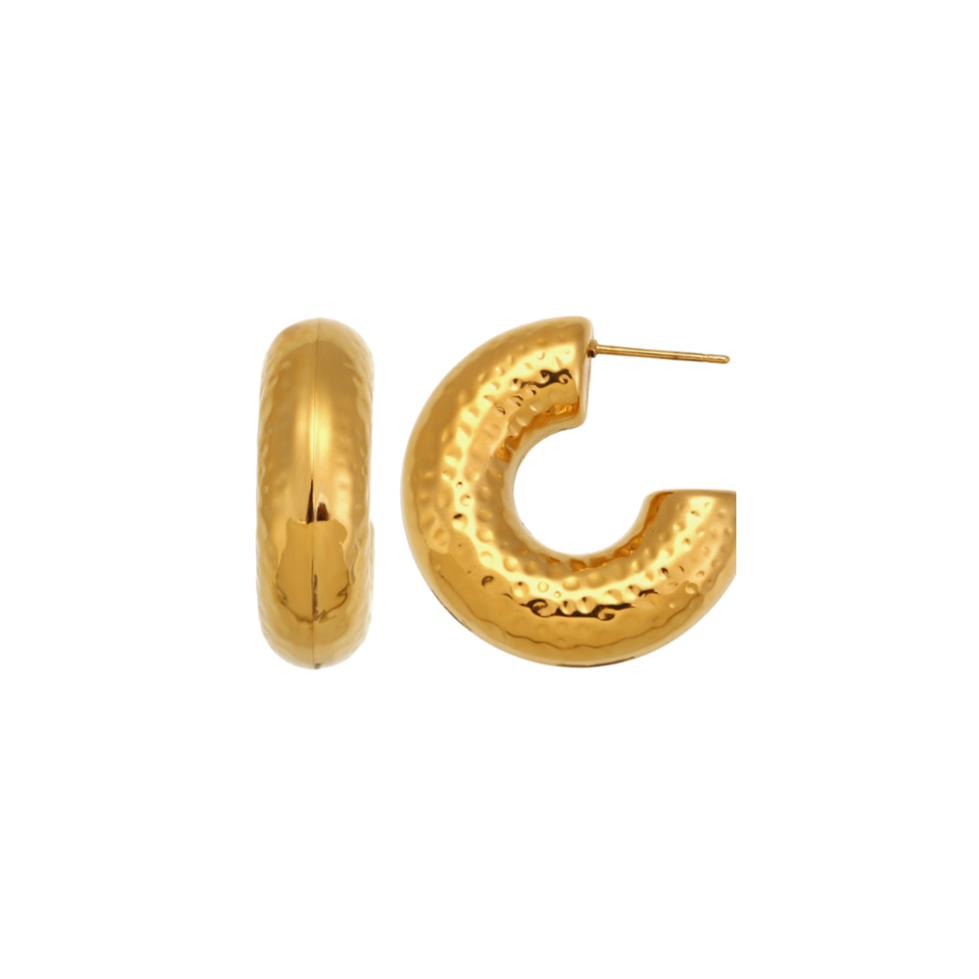 Aros martilleados acero oro 18K de Bendita Eva
