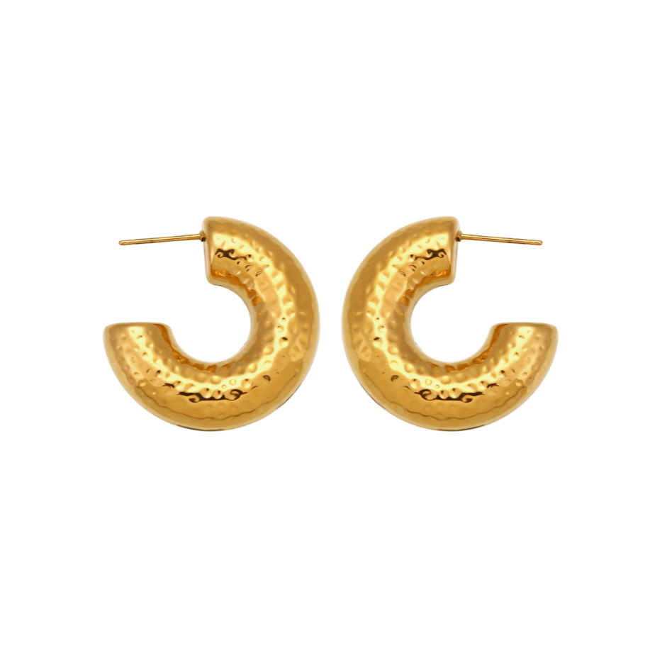 
                      
                        Aros martilleados acero oro 18K de Bendita Eva
                      
                    