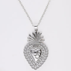Colgante Sagrado Corazón plata 4 cm