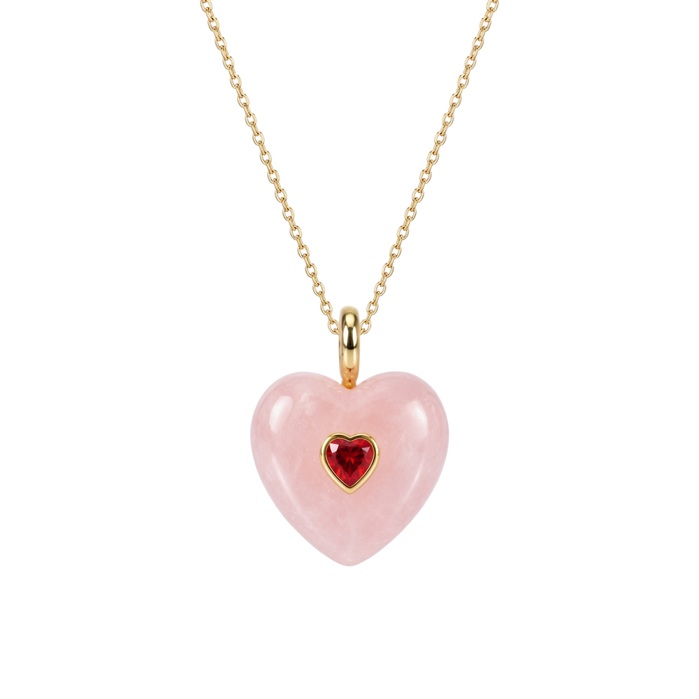 Colgante Corazón Cuarzo Rosa