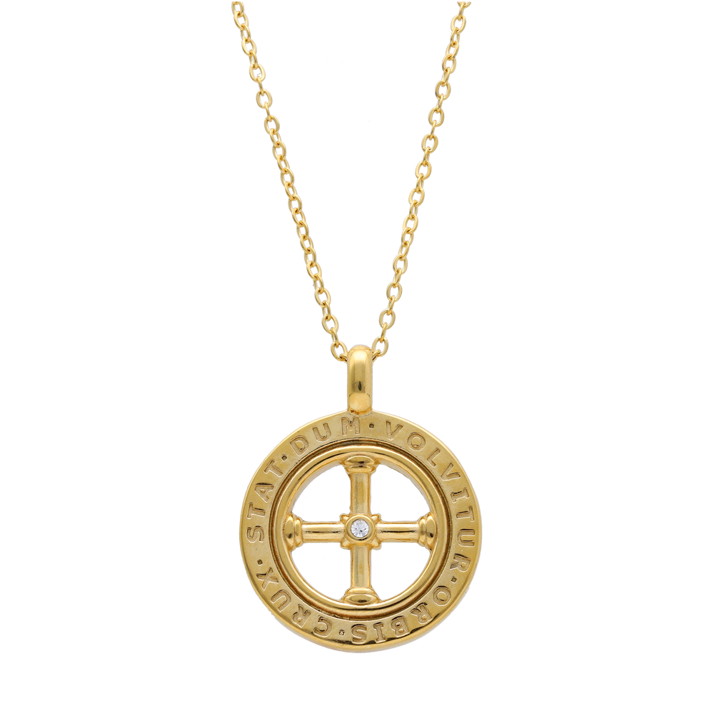 Colgante Cruz de acero y baño de oro de 18K - Bendita Eva
