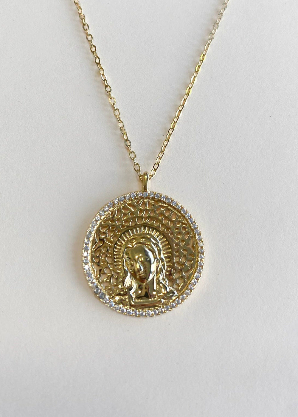 Medalla de Virgen Maria con circonitas de Bendita Eva