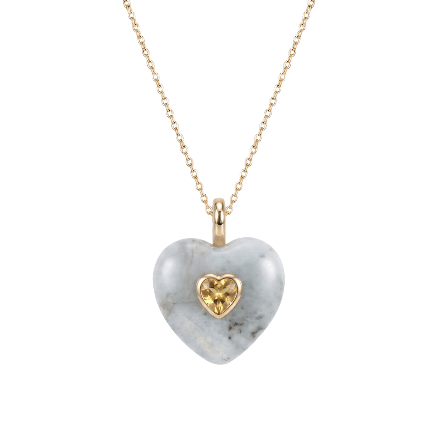Colgante corazón piedra Labradorita con piedra citrino- Bendita Eva