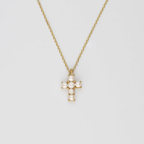 Colgante Cruz con perlas