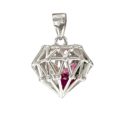 Llamador de Angeles colgante diamante plata de ley