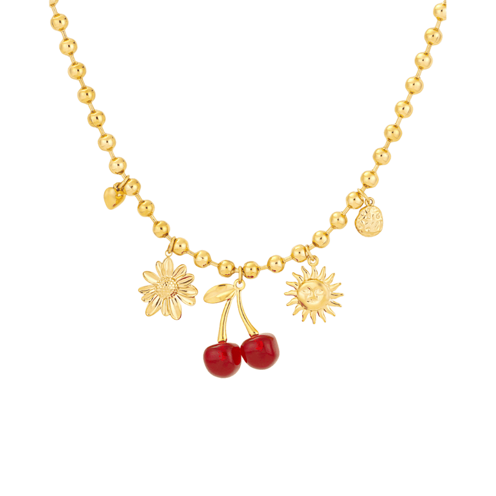 Collar de bolas Cherry , charms waterproof-Bendita Eva