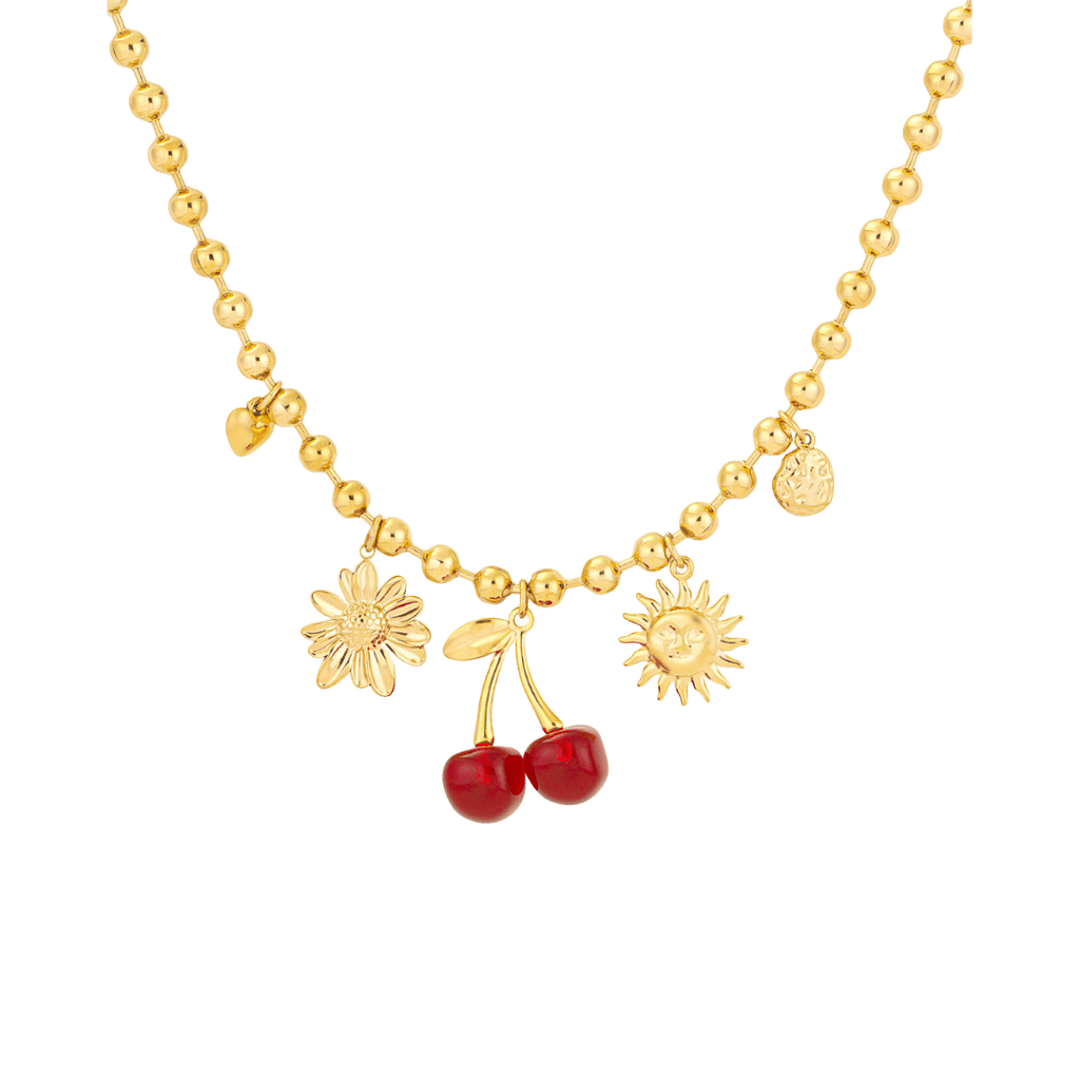 Collar de bolas Cherry , charms waterproof-Bendita Eva