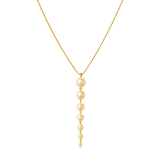 Collar corbata 7 perlas plata de ley y baño de oro 18K