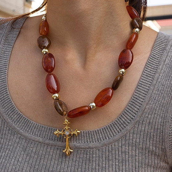 
                      
                        Collar cruz piedras waterproof-BenditaEva
                      
                    
