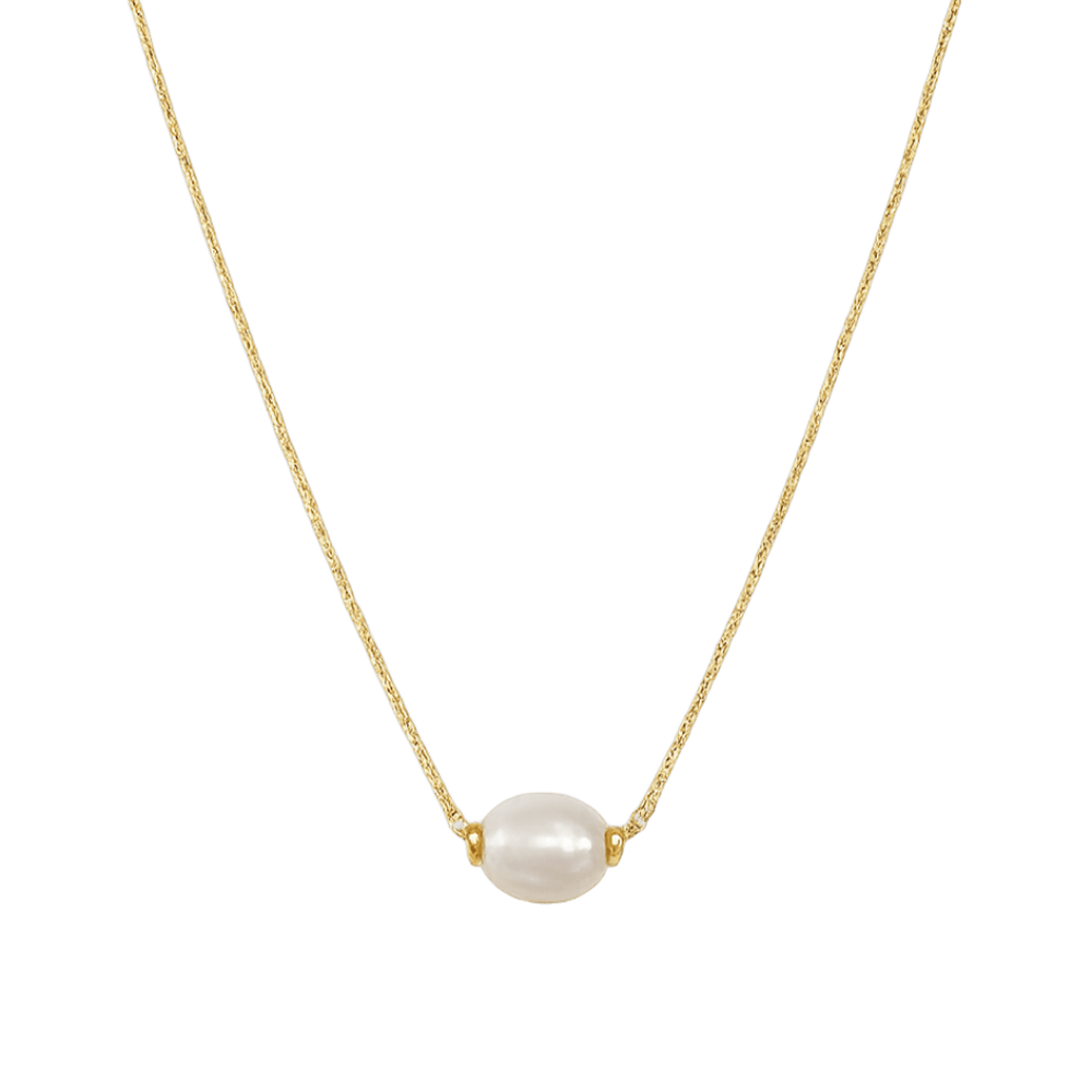 Collar de perla natural plata de ley y baño de oro 18K