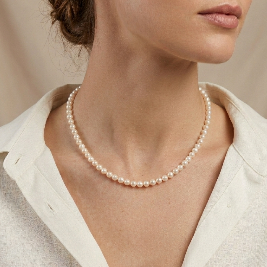 El collar de perlas cultivadas redondas&nbsp;es una joya única y atemporal, ideal para cualquier ocasión. Con perlas de 4 a 5 mm de diámetro y un largo de 45 cm, este collar de perlas se adapta perfectamente a cualquier look