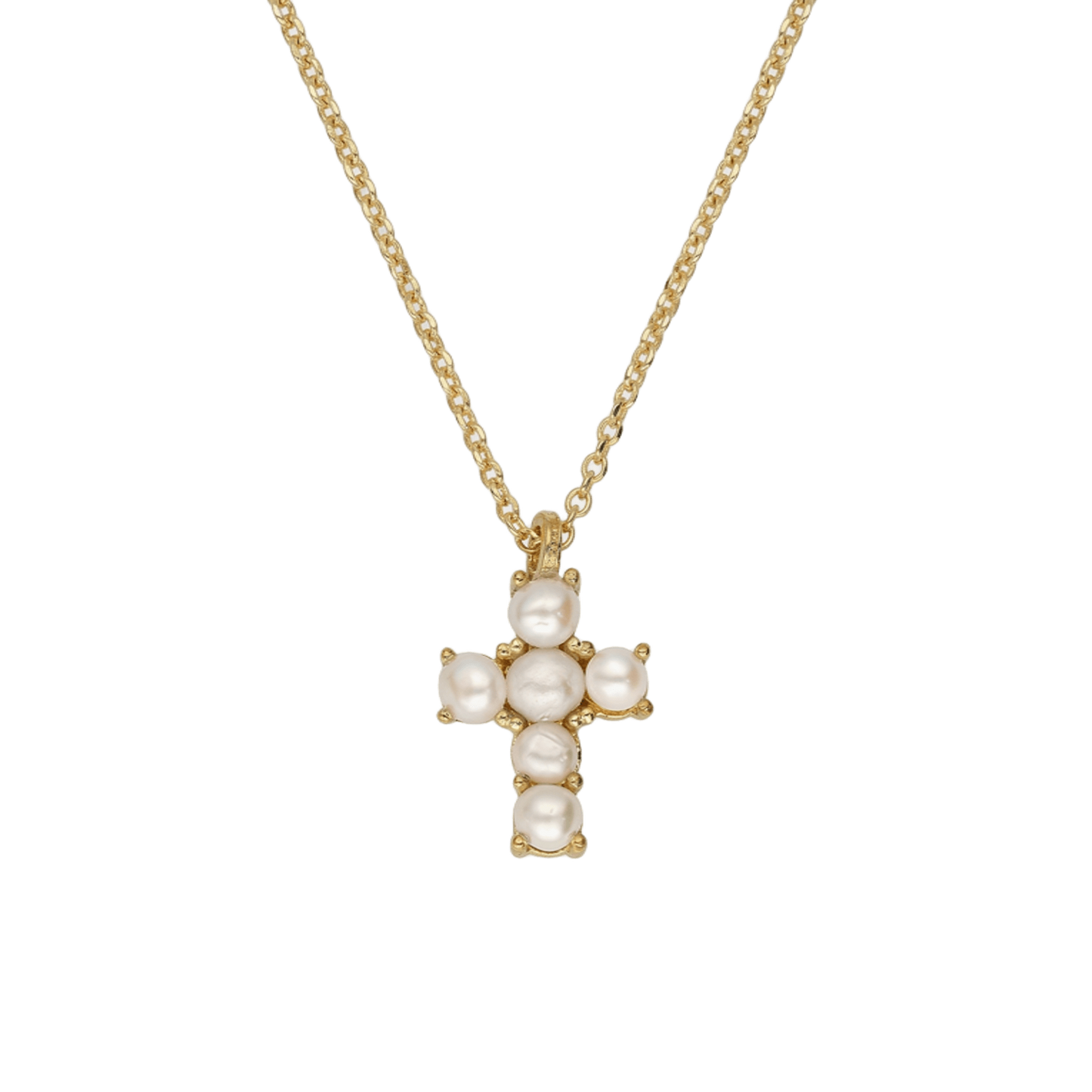 colgante de cruz con perlas naturales lo demuestra. Con 6 perlas engarzadas cuidadosamente-Bendita Eva