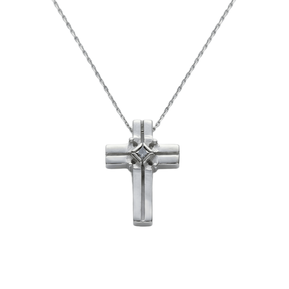 Colgante Cruz piedra plata