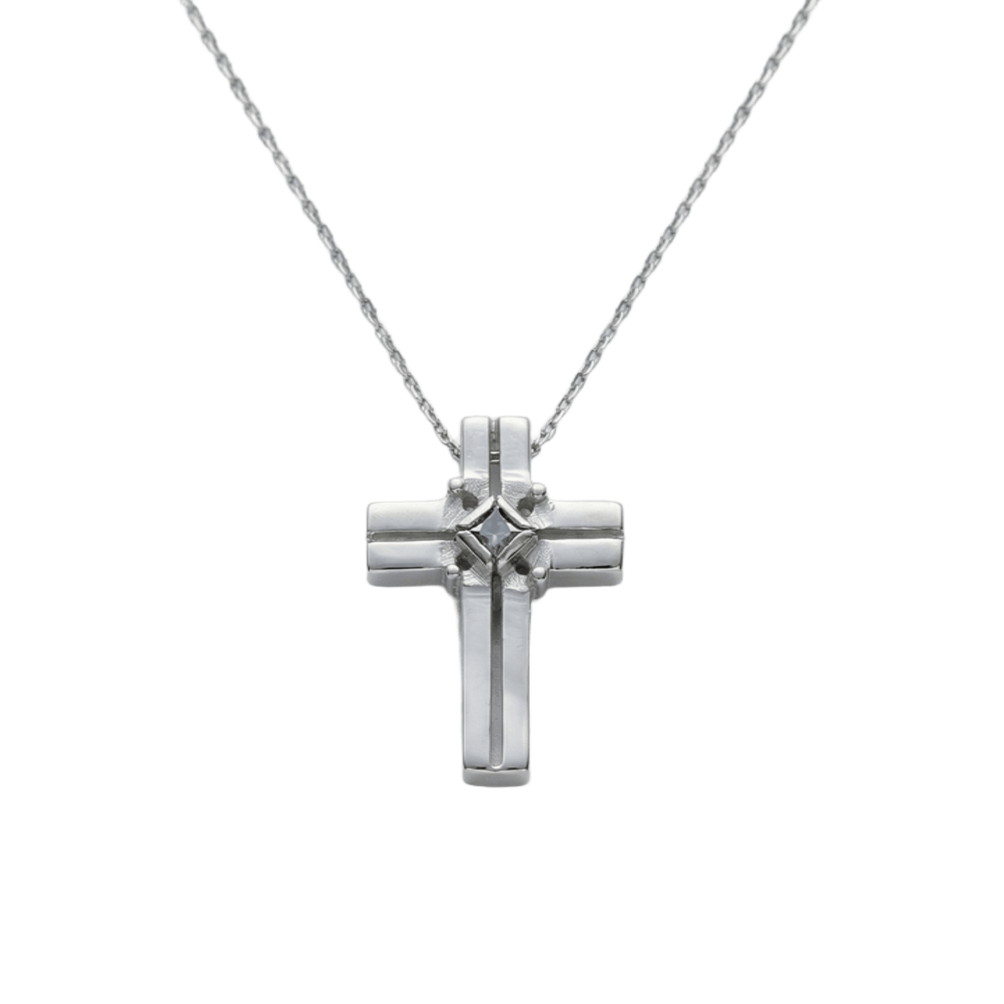 Cruz plata de ley circonita fabricación artesanal española - Bendita Eva