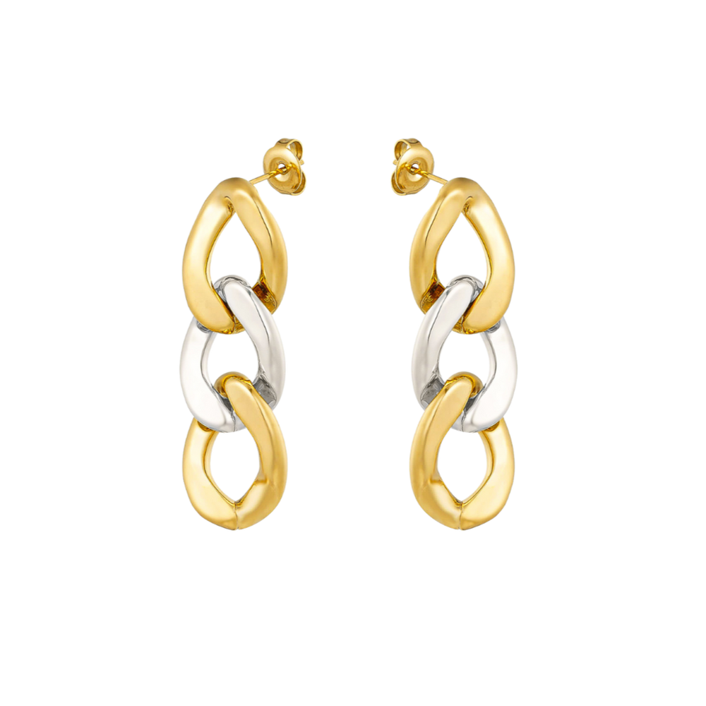 
                      
                        pendientes eslabones oro y plata waterproof- Bendita Eva
                      
                    